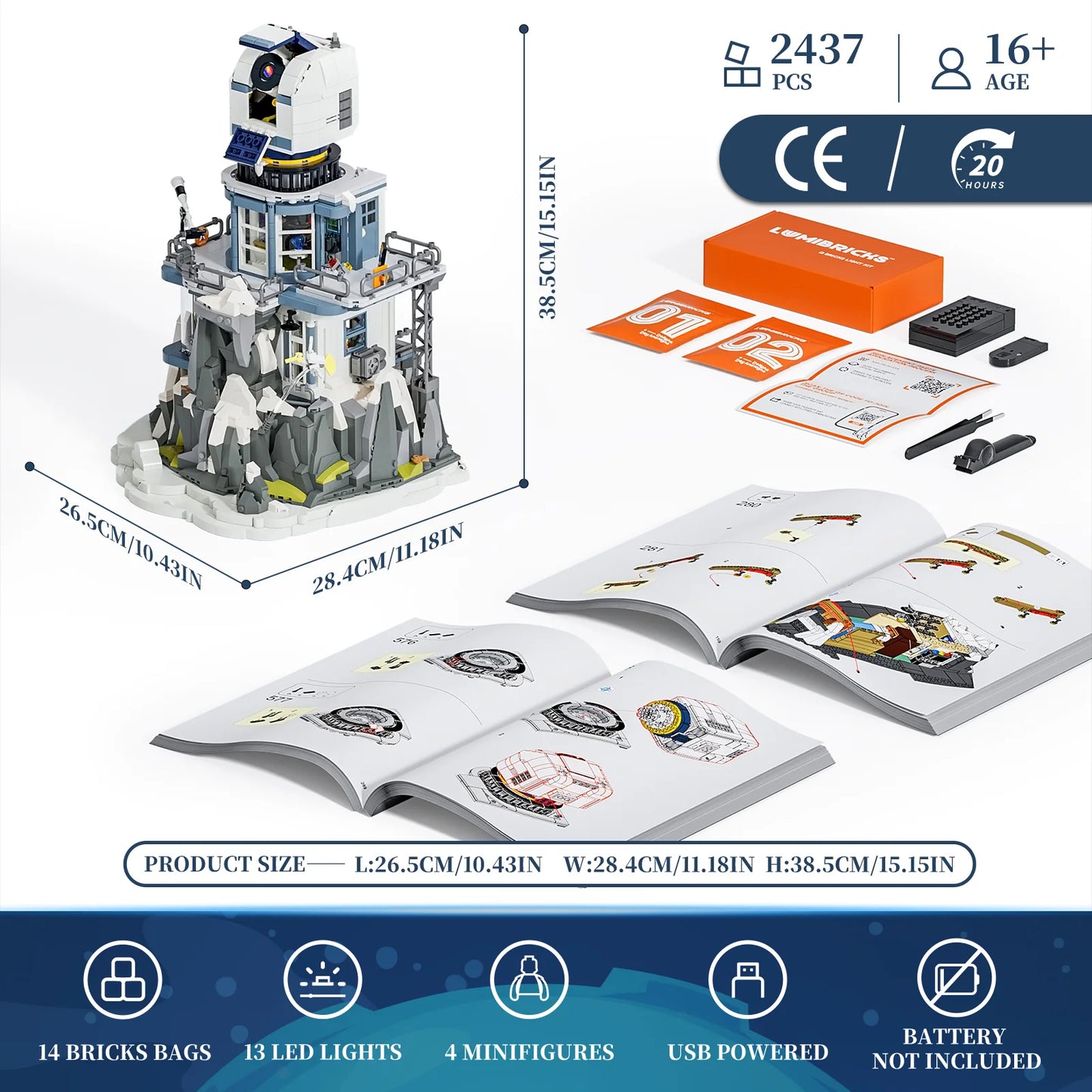 Lumibricks Alpine Observatory Sternwarte mit Projektor Klemmbausteine Set - L9091