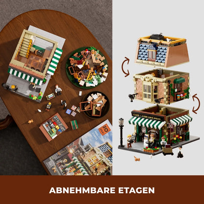 Funwhole F9031 Book Café Klemmbausteine Set – modularer Aufbau mit abnehmbaren Etagen