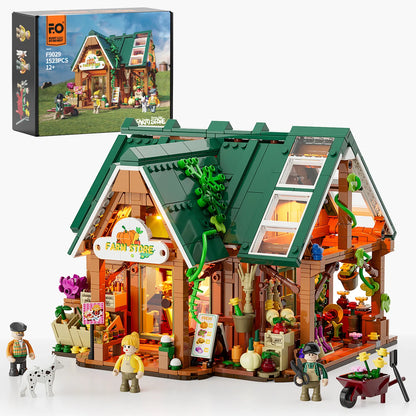Funwhole Farm Store Klemmbaustein-Set F9029 mit 1523 Teilen und Originalverpackung.