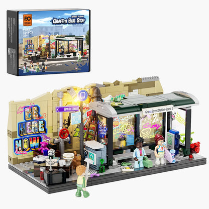 Funwhole Graffiti Bushaltestelle Klemmbaustein-Set F9066 mit Minifiguren und Originalverpackung.