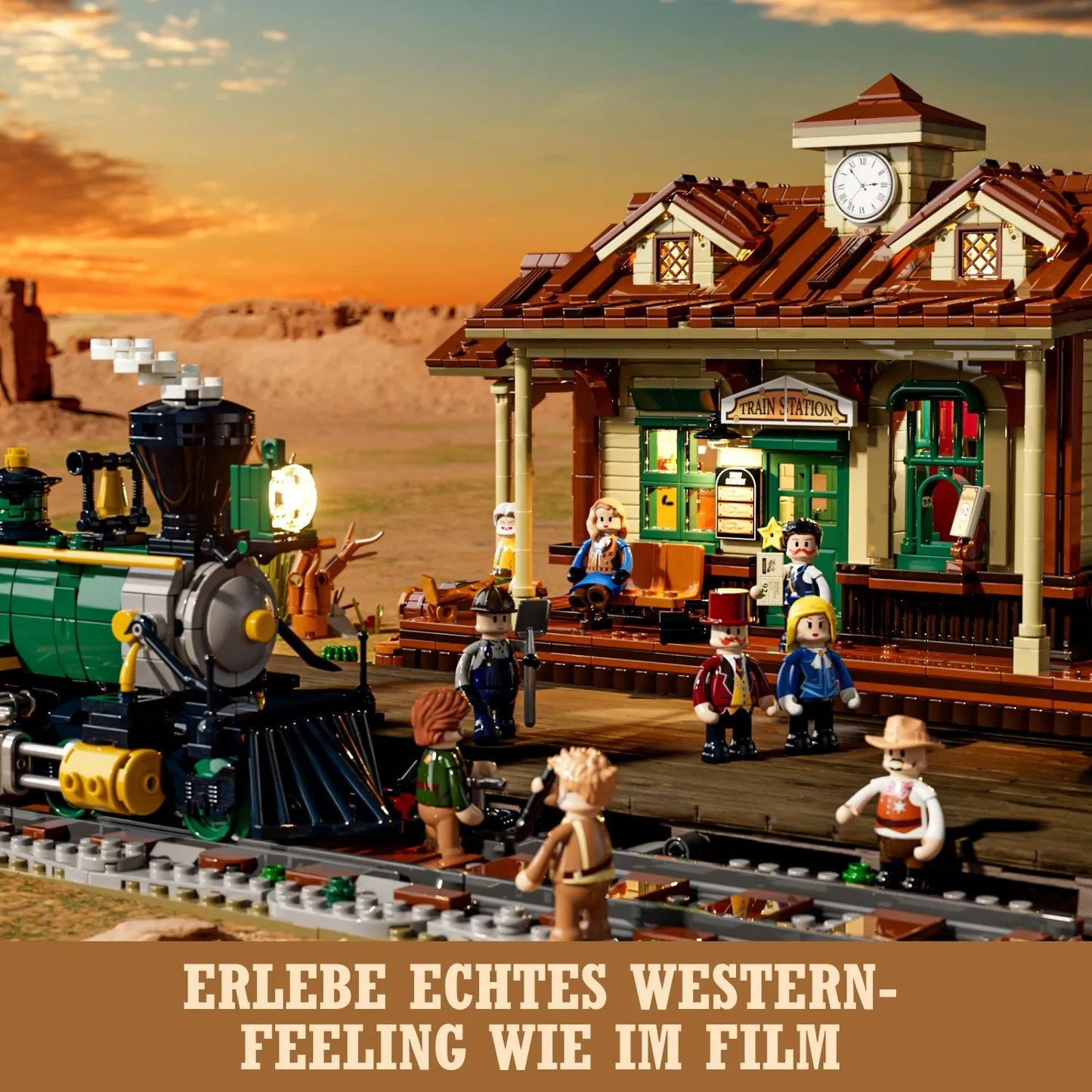 Funwhole Western Train Station Bahnhof Klemmbausteine Set - F9039