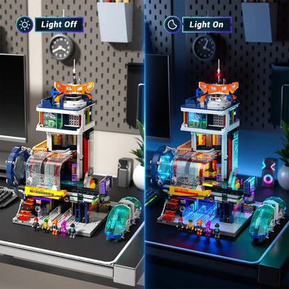 Lumibricks Cyberpunk Floating Train Station Klemmbausteine Set - L9098