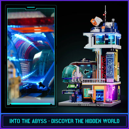 Lumibricks Cyberpunk Floating Train Station Klemmbausteine Set - L9098