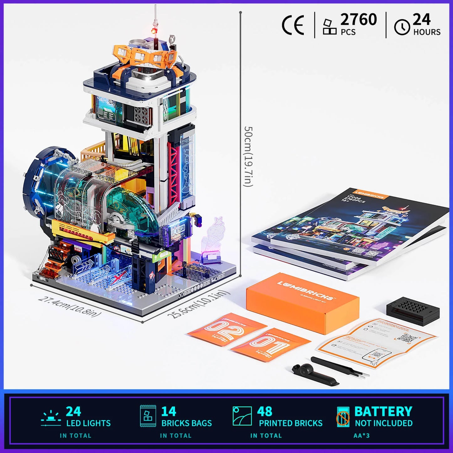 Lumibricks Cyberpunk Floating Train Station Klemmbausteine Set - L9098
