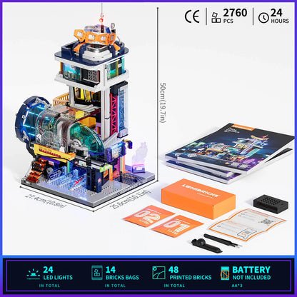 Lumibricks Cyberpunk Floating Train Station Klemmbausteine Set - L9098