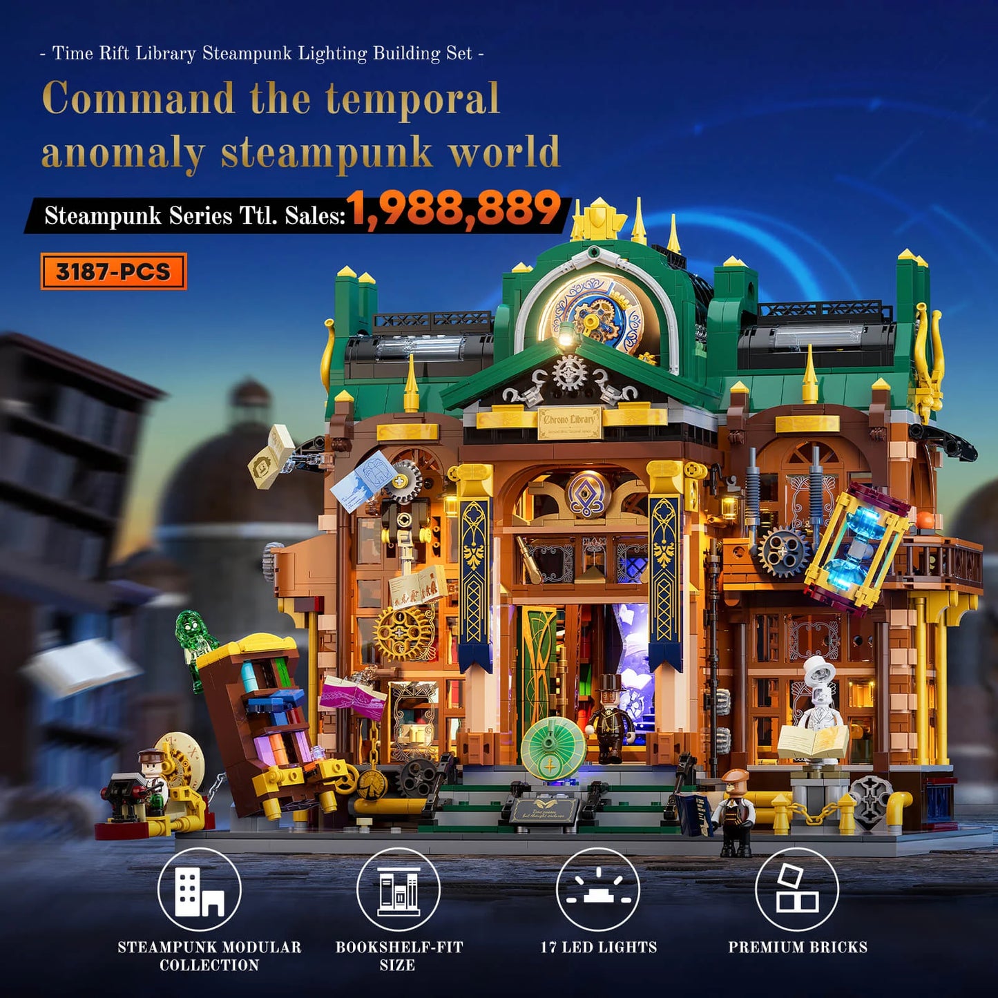 Lumibricks Steampunk Time Rift Library Klemmbausteine Set - 11012
