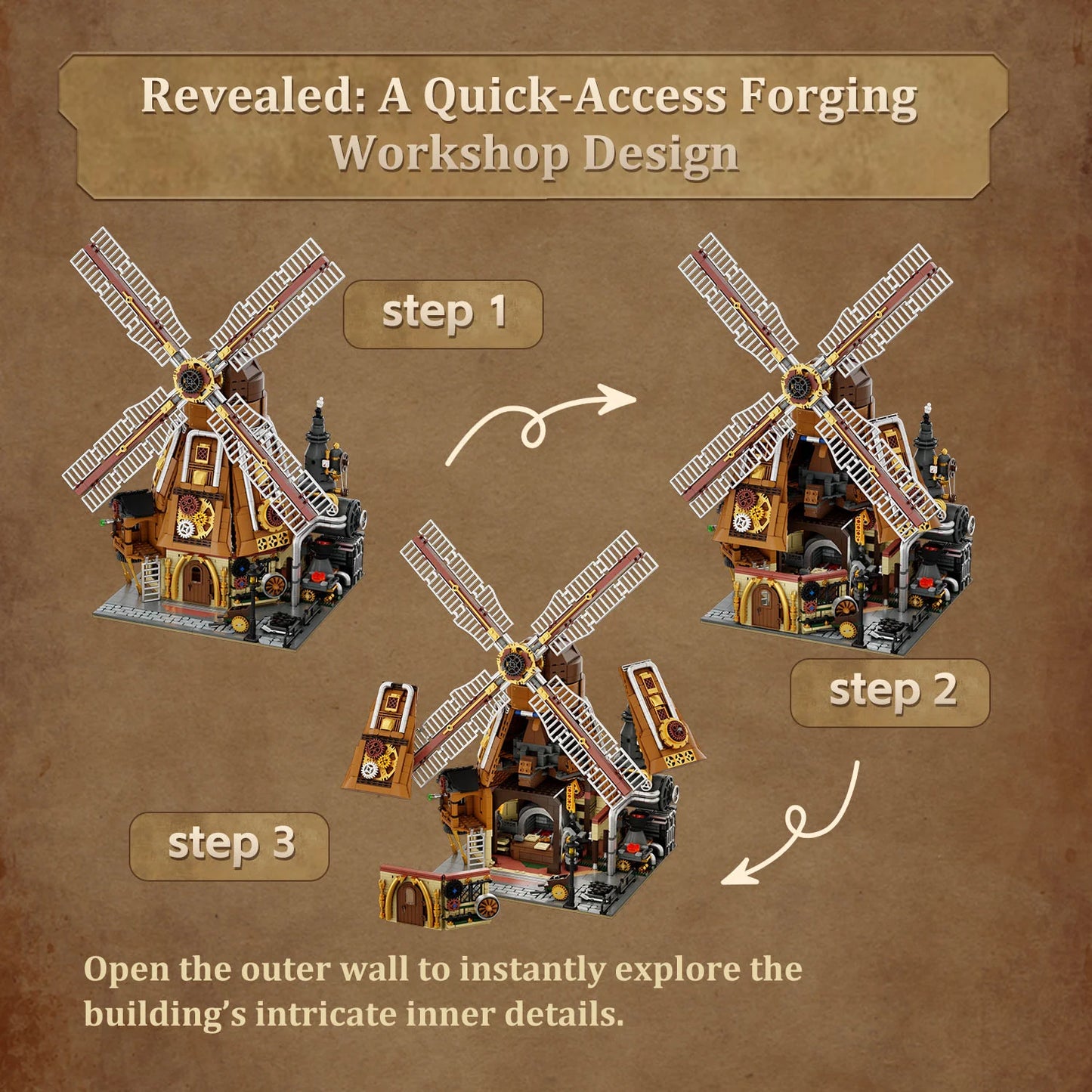 Pantasy Steampunk Windmill Workshop Klemmbausteine Set - 85026